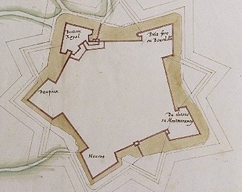 Фрагмент схемы фортификационного сооружения в Шампани, 17 век