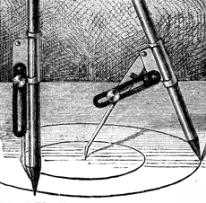 Один из первых школьных циркулей. Рисунок с сайта Gutenberg.org